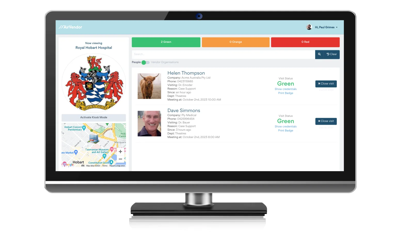 AirVendor healthcare compliance platform on desktop, built by OK200