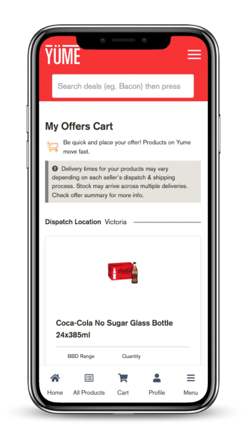 Yume Food marketplace on iPhone, built by OK200