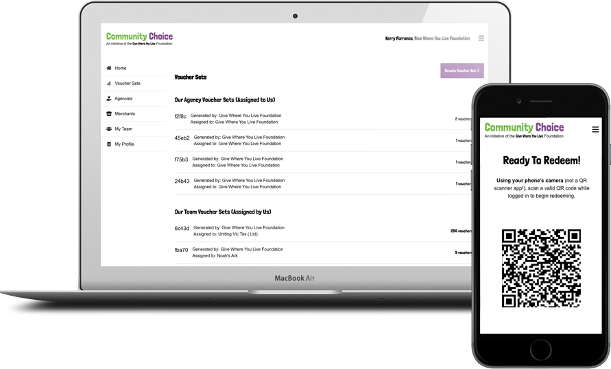 Community Choice food relief platform for Give Where You Live, built by OK200
